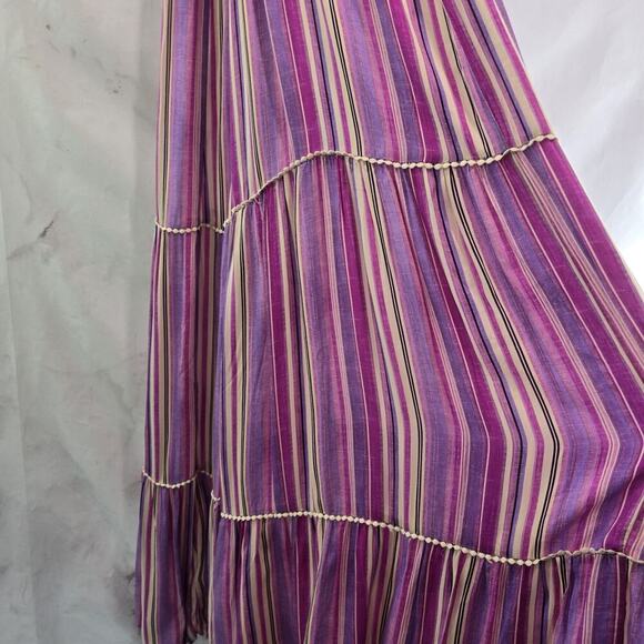 Anthropologie Dress Womens Small Purple Striped Maxi Boho Cover Up Tiered - Picture 10 of 15